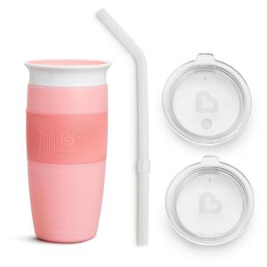 imageMunchkin Sippy Cup for Toddlers Miracle 360 Cup with Straw and Open Sipper Lid Grow with Me Kit 14 Ounce 14 Ounce Pink