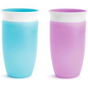 imageMunchkin Sippy Cups for Toddlers 13 Spill Proof Miracle 360 Cup 10 Ounce 2 Pack PinkPurpleBluePurple