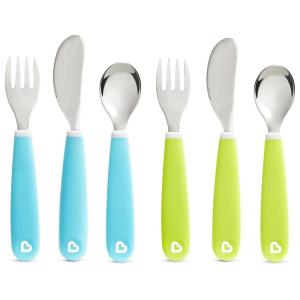 imageMunchkin Splash Toddler Fork Knife and Spoon Utensil Set 6 Pack BlueGreen6 Piece Set