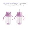imageMunchkin Any Angle Spill Proof Weighted Straw Trainer Cup Transition Sippy Cups for Toddlers and Babies Click Lock Technology amp Fun Cat Design 10 Ounce Purple