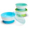 imageMunchkin Stay Put Munchkin Suction Baby Bowls with Lids  Dishes for Babies and Toddlers SelfFeeding Bowl Set for Kids 6 Months 3 Pack PinkPurple3pk with Lids BlueGreenMint