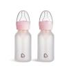 imageMunchkin Bond Silicone Coated Glass Baby Bottles  AntiColic Feeding System with Natural Feel Nipples 4 Ounce 2 Pack MintGreenPink