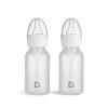 imageMunchkin Bond Silicone Coated Glass Baby Bottles  AntiColic Feeding System with Natural Feel Nipples 4 Ounce 2 Pack MintGreenWhite