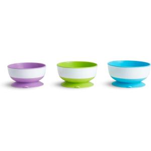 imageMunchkin Stay Put Munchkin Suction Baby Bowls with Lids  Dishes for Babies and Toddlers SelfFeeding Bowl Set for Kids 6 Months 3 Pack PinkPurple3pk BlueGreenPurple