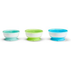imageMunchkin Stay Put Munchkin Suction Baby Bowls with Lids  Dishes for Babies and Toddlers SelfFeeding Bowl Set for Kids 6 Months 3 Pack PinkPurple3pk with Lids BlueGreenMint
