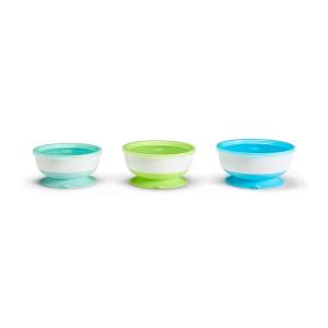 imageMunchkin Stay Put Suction Baby Bowls with Lids  Dishes for Babies and Toddlers SelfFeeding Bowl Set for Kids 6 Months 3 Pack BlueGreen